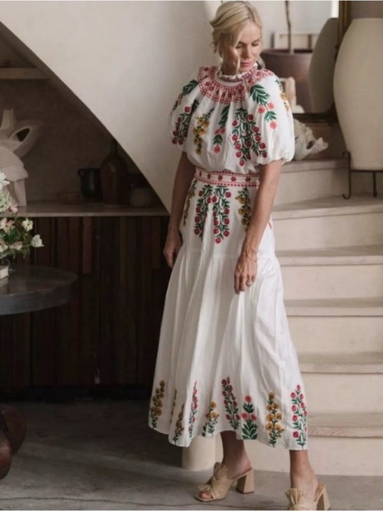 ANTONIO MELANI Dresses & Skirts - NWT Antonio Melani x Jennifer Sumko Nicci Embroidered Maxi Skirt/Puff Sleeve Top